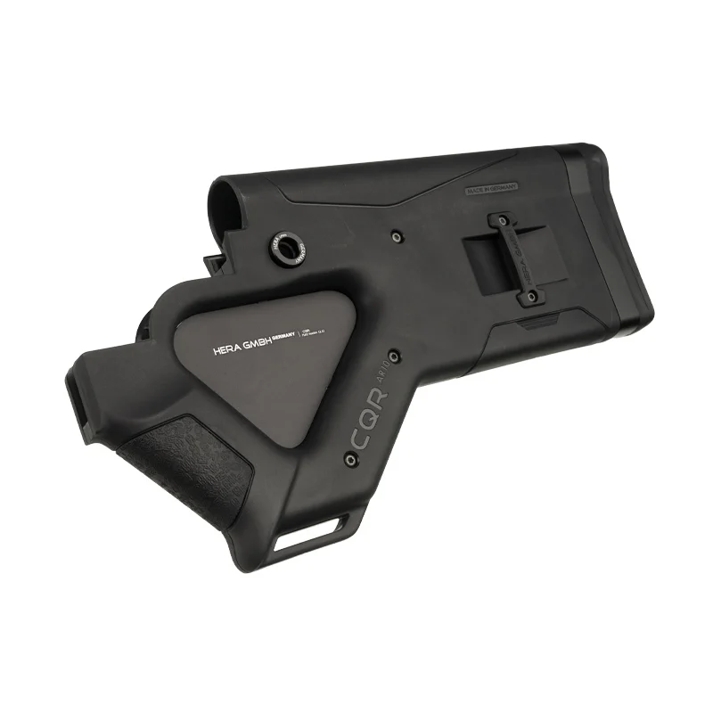 CQR GEN 1.0 AR-10 (CA) Buttstock BLACK 5 CQR GEN1.0 buttstock for AR-10 in black (state restricted version) tilted left