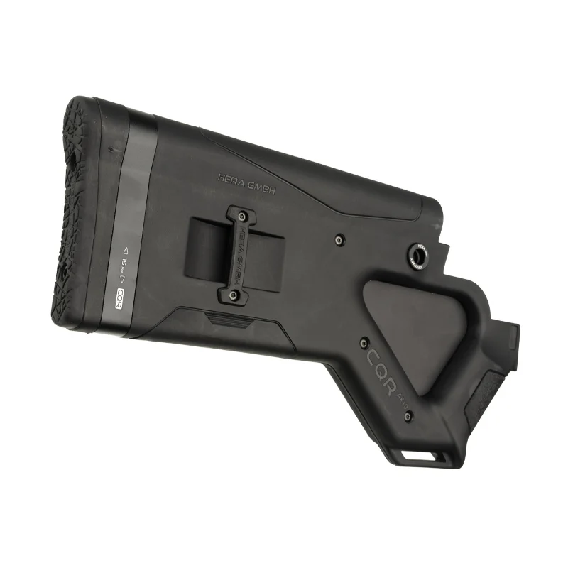 CQR GEN 1.0 AR-10 (CA) Buttstock BLACK 4 CQR GEN1.0 buttstock in black (state restricted version) for AR-10 rear angle