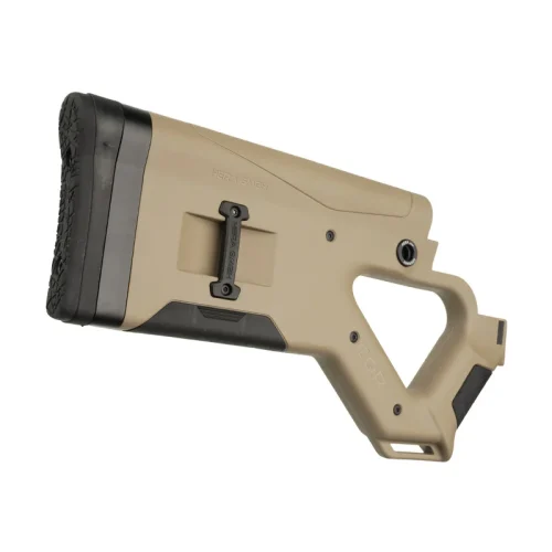CQR GEN1.0 buttstock in tan (FDE) for AR-10 rear angle