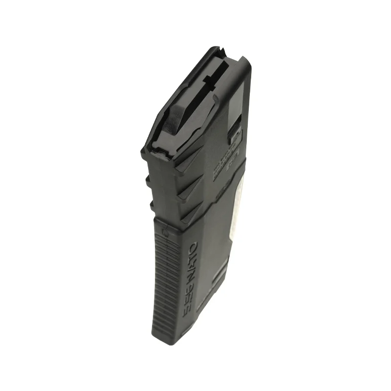 H3MAG-T BLACK 5 Close-up of AR 30 round magazine in black with transparent spine