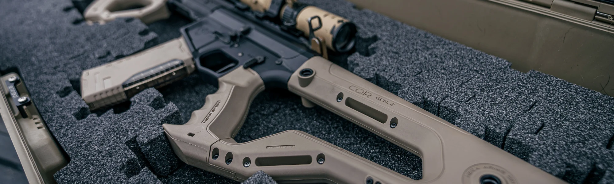CQR GEN 1.0 (CA) Buttstock BLACK 7 Hera Arms CQR Gen 1.0 fixed stock on black AR-15 showing cheekweld for improved rifle control