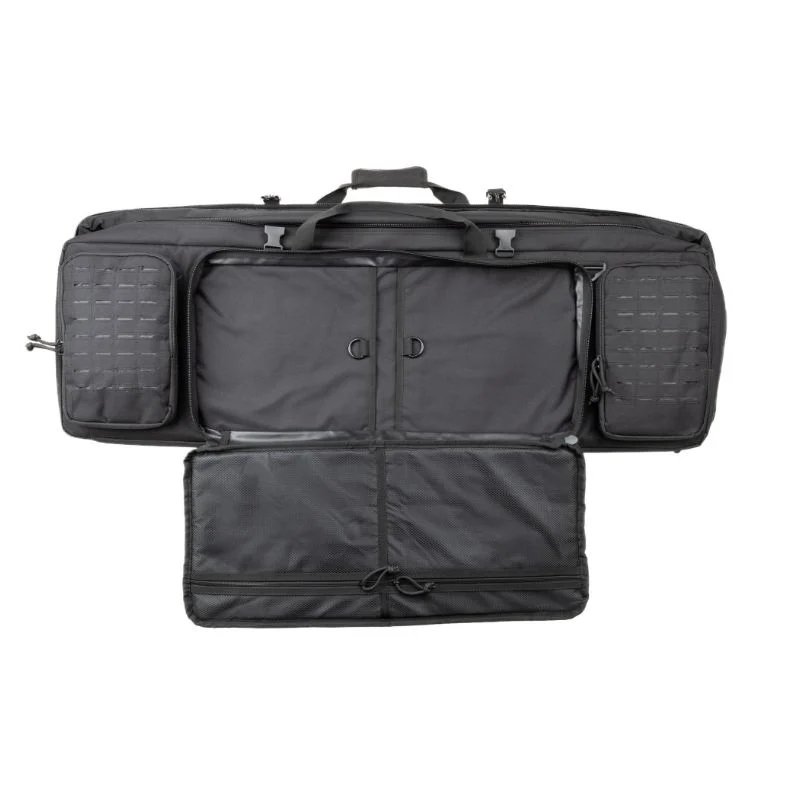 Bag and Mag Bundle 15 Black rifle bag with front pocket open.