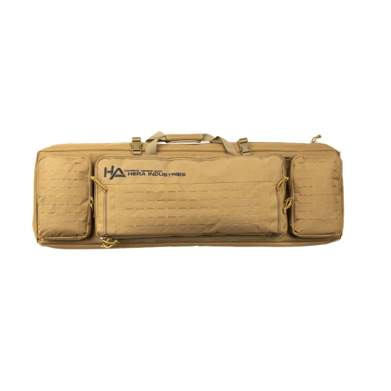 42" Padded Rifle Bag COYOTE 8 Front view of 42" coyote rifle bag with MOLLE feature and Velcro panel.