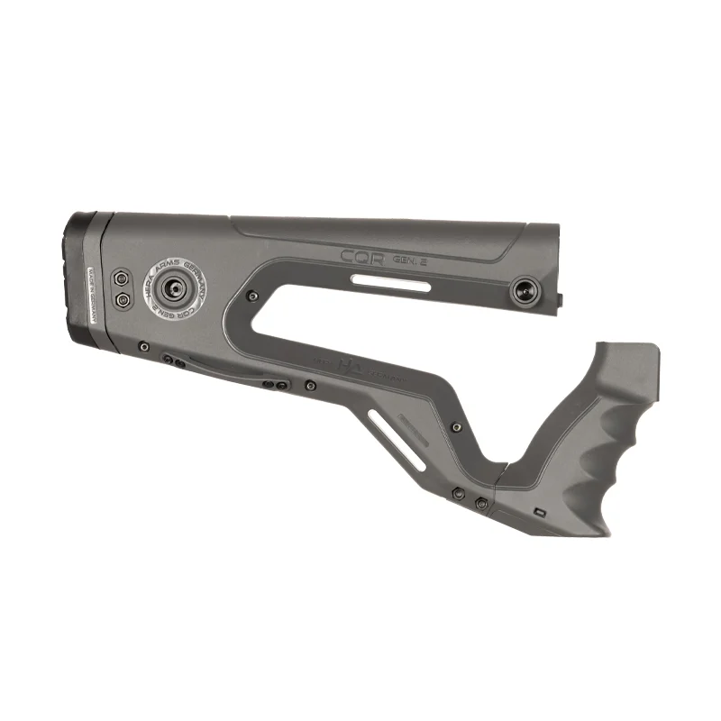 CQR Gen 2.0 Buttstock in Battleship Grey - Fixed AR-15 buttstock with QD sling mounts and integrated sling slots in Battleship Grey
