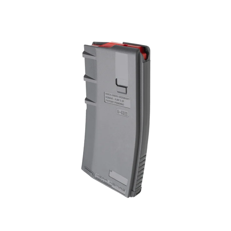 13.12/Gray 3 Hera Arms H2MAG 20-Round Magazine – Battleship Gray, Angled Forward View